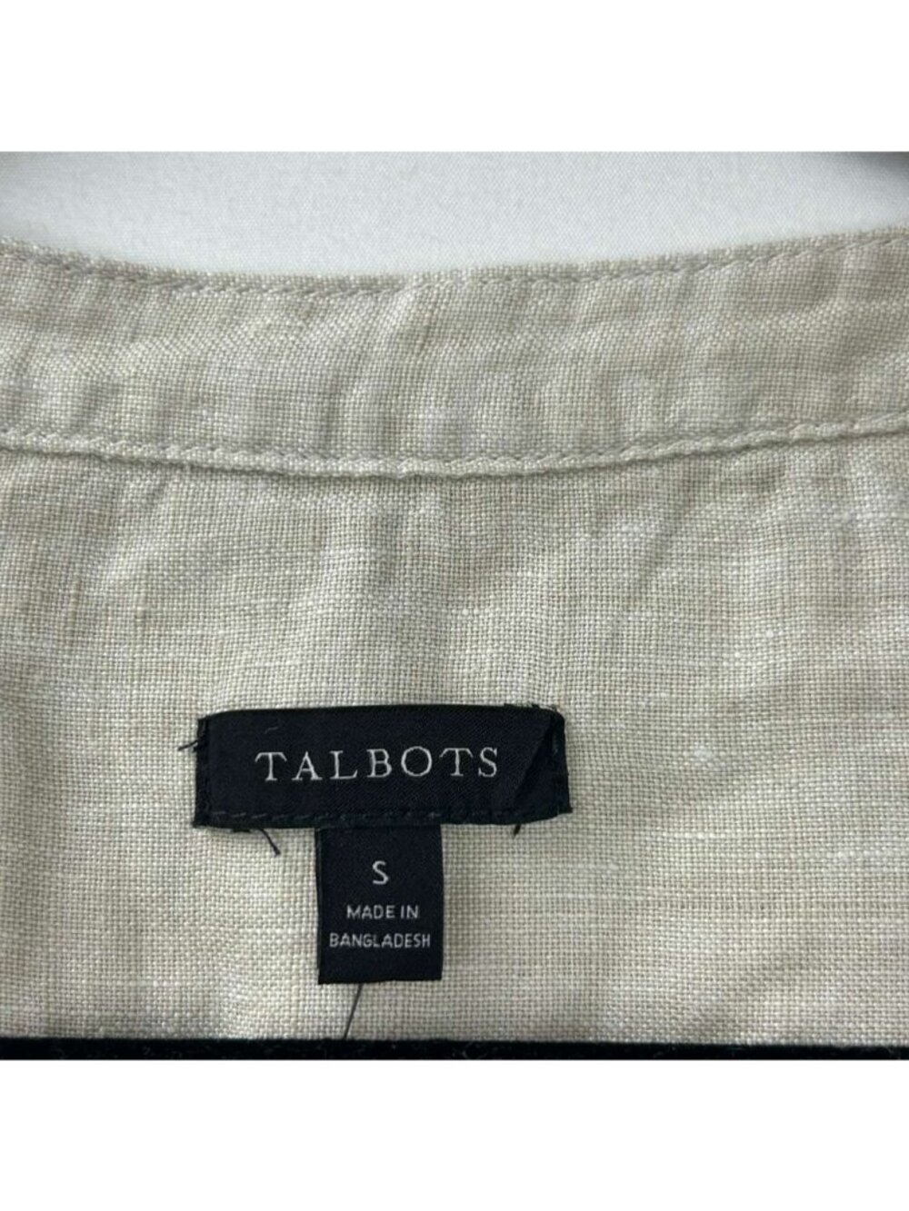 Talbots Women's S 100% Linen Blouse Beige Pintuck Lace Trim Button Down Top NWT - Picture 4 of 16
